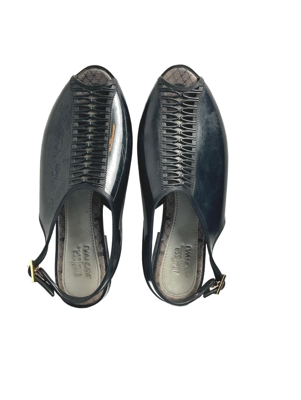 Melissa Jason Wu Black Slingback Peep Toe Shoes Size 6